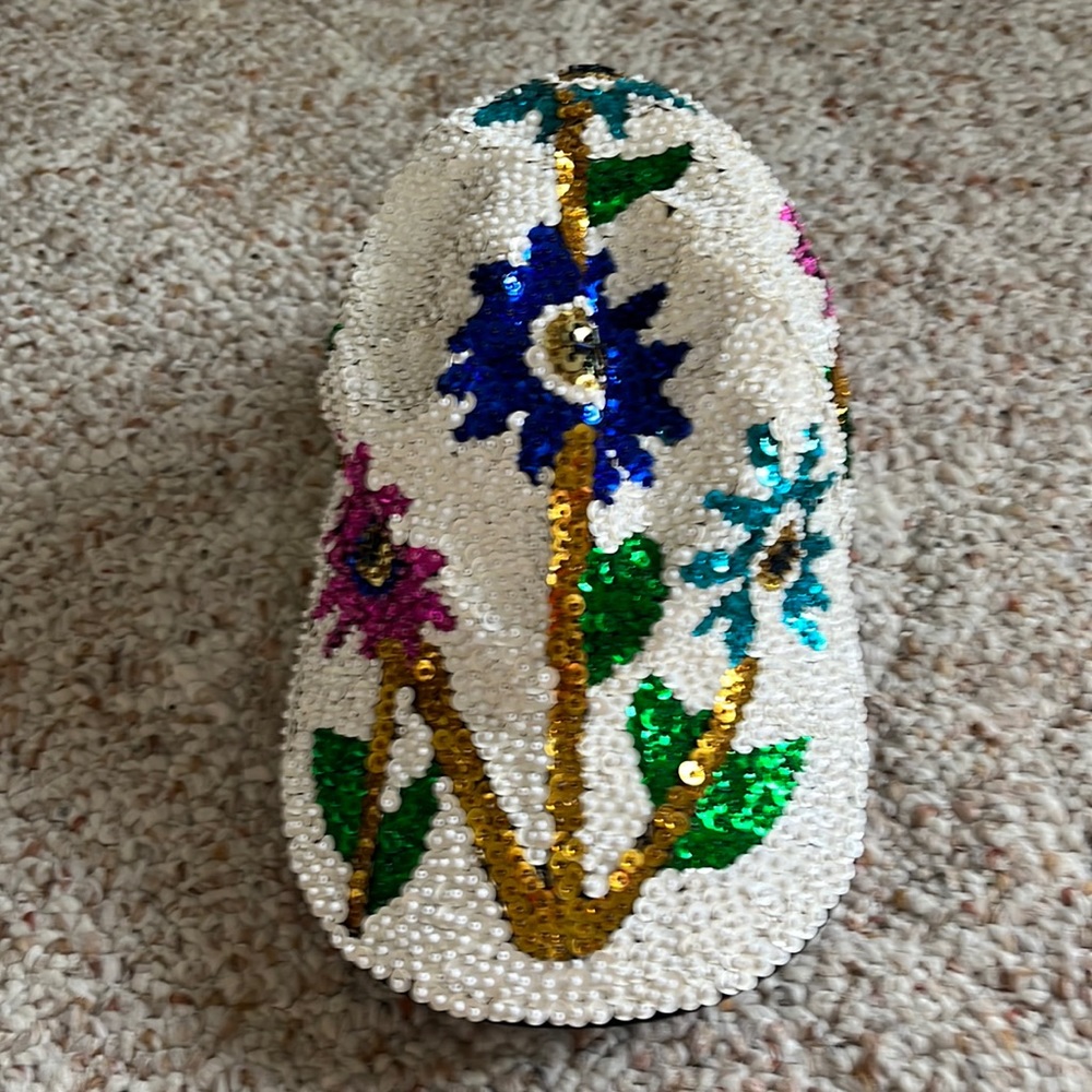 Floral beaded hat